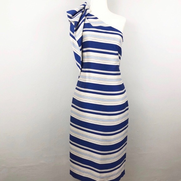 Banana Republic Striped One Shoulder Bow Dress - Picture 2 of 3